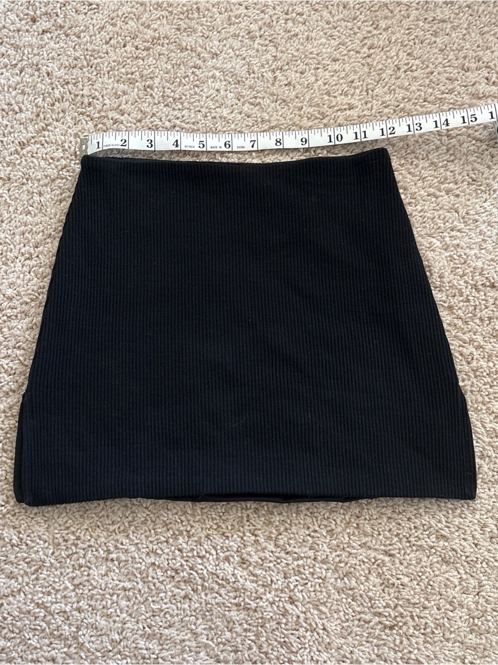 Black Ribbed Mini Skirt